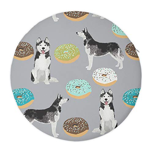 Grey Blue Donut Dog Round Non Slip Memory Foam Seat Chair Cushion Pads for Indoor Outdoor Patio Furniture Garden Home Office School Dormitory