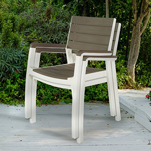 Keter Harmony Indooroutdoor Patio Furniture Armchair Set Modern Wood Style Finish 2 Pack