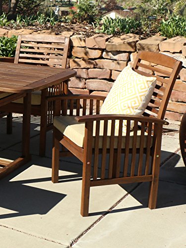 WE Furniture Solid Acacia Wood Patio Chairs Set of 2