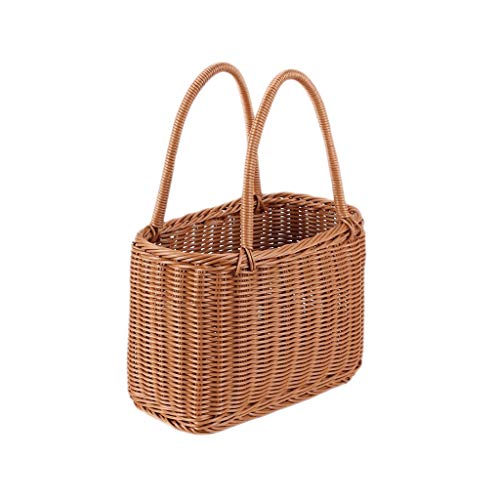 Home Garden Outdoors Picnic Baskets PP Imitation Rattan Material Weave Picnic Baskets Portable Flower Baskets Pet Baskets Fruit Baskets Shopping Storage Gift Baskets Patio Lawn Tables Picnic Baskets