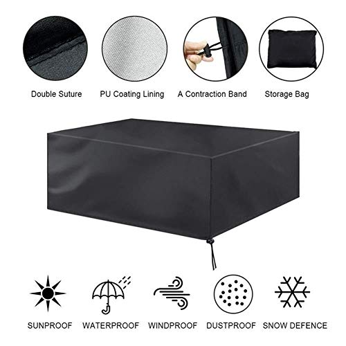 KEANCH Patio Furniture Cover Waterproof Oxford Cloth Material Garden Lawn Table and Chair Waterproof Cover Color  Black Size  140x120x100cm