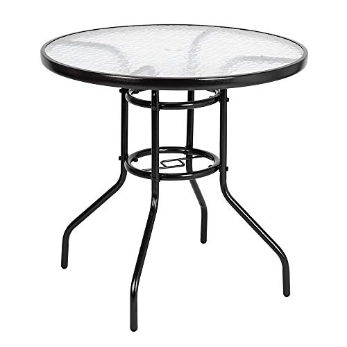 Outdoor Dining Table Patio Lawn Table Round Glass Table Balcony European Style Tempered Glass Table