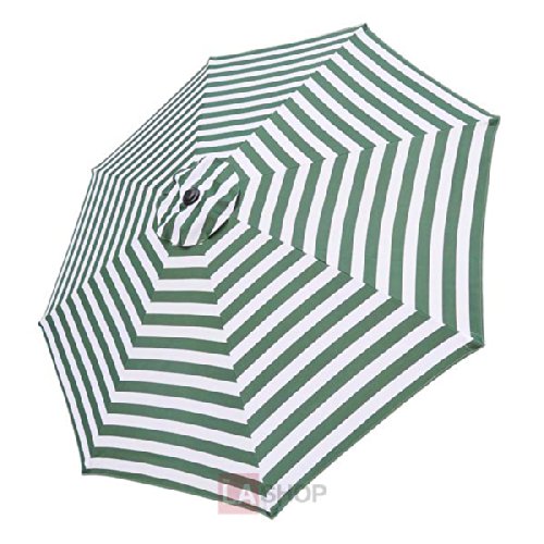 10Ft 8 Rib Green White Canopy Outdoor Patio Market Deck Umbrella Replacement Cover