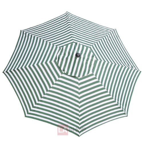 13Ft 8 Rib Green White Canopy Outdoor Patio Market Deck Umbrella Replacement Cover