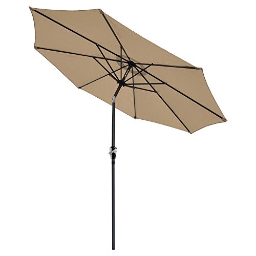 9 Tilt Sun Shading Tan Crank Aluminum Umbrella Shades Patio Outdoor Market Beach Deck 92x1&frac12&quot Tiltable Aluminum