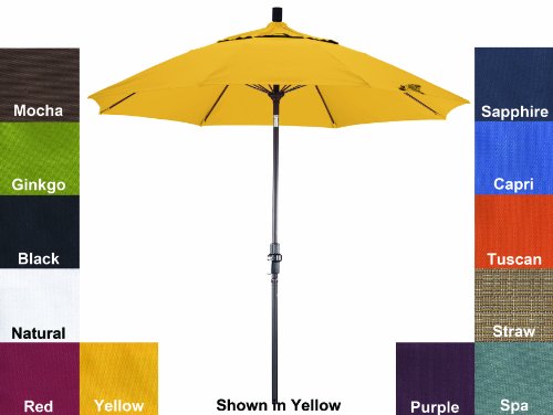 Phat Tommy Pacifica Fabric Aluminum Market Patio Umbrella For Home Restaurant Deck Or Cafe 9 Yellow