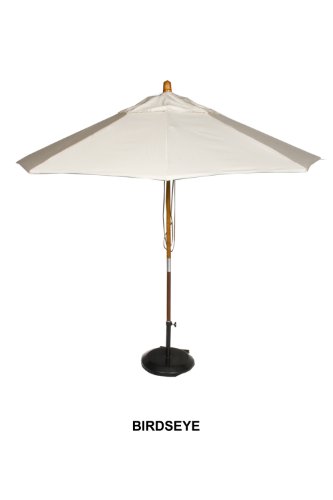 Phat Tommy Sunbrella Fabric Marenti Wood Market Patio Umbrella for Home Restaurant Deck or Cafe 9 Birds Eye