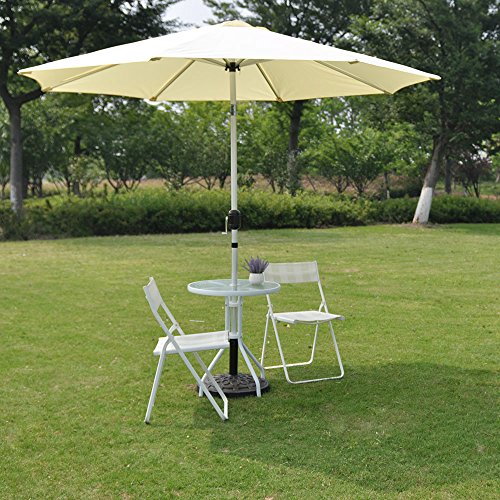 RainLeaf 9 Market Umbrella Aluminum Patio Umbrella with Tilt and Crank for outdoor and deck Beige