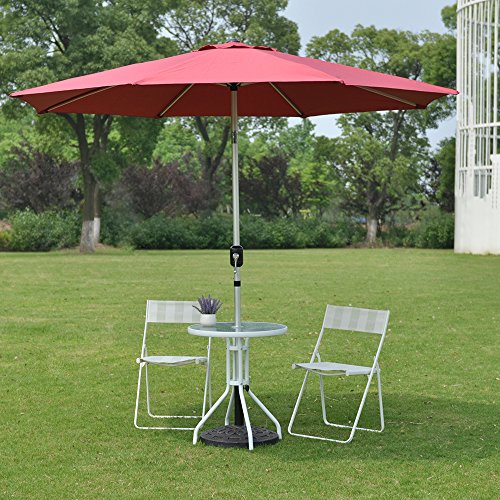 Rainleaf 9 Market Umbrella Aluminum Patio Umbrella With Tilt And Crank For Outdoor And Deck Dark Red