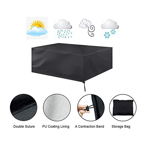 AGLZWY Patio Furnishing Covers Windproof Wear Resistant Coffee Table Table and Stool Garden Furniture Set 33 Sizes Color  Black Size  200x160x70cm