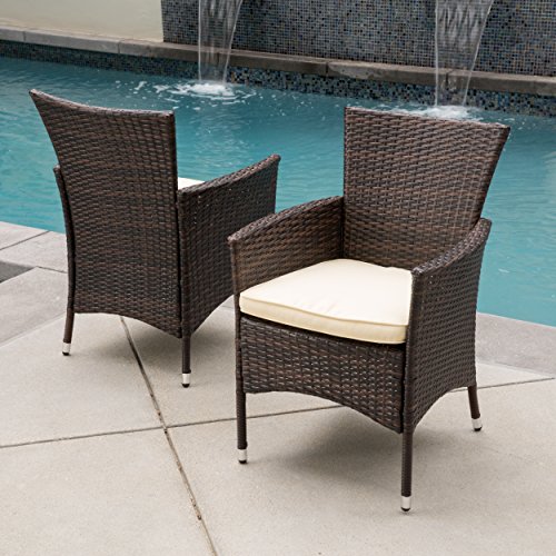 Clementine Outdoor Multibrown Pe Wicker Dining Chairs set Of 2