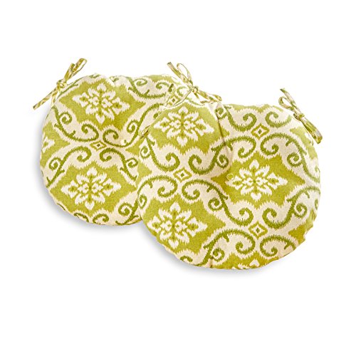 Greendale Home Fashions Round Indooroutdoor Bistro Chair Cushion 18-inch Green Ikat Set Of 2