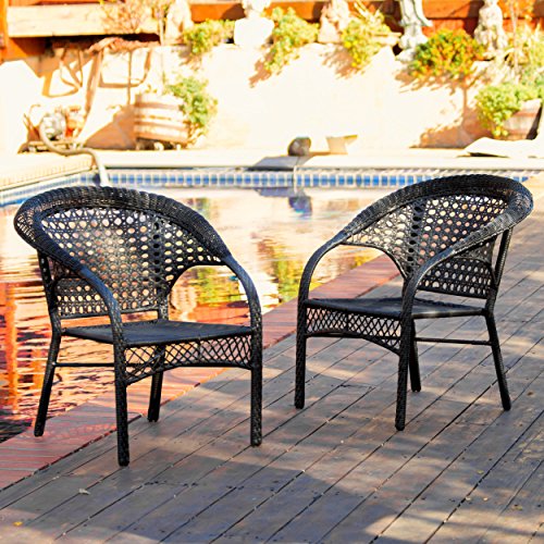 Malibu Black Wicker Outdoor Chair Set of 2
