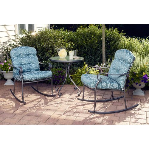 Willow Springs 3 Piece Rocking Chairsamp Table Outdoor Furniture Bistro Set Blue Seats 2