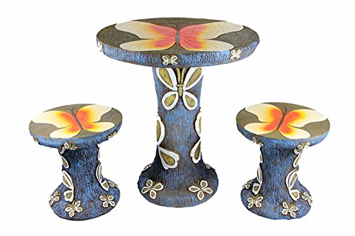 NorthLight Butterfly Table And Chair Novelty Garden Patio Furniture Set - 3 Piece