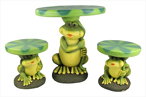 NorthLight Frog With Lily Pad Table Chair Novelty Garden Patio Furniture Set - 3 Piece