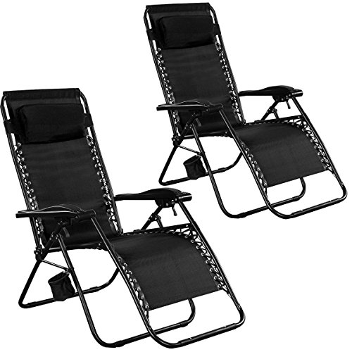 Giantex Folding Lounge Chairs Recliner Zero Gravity Outdoor Beach Patio Garden 2black