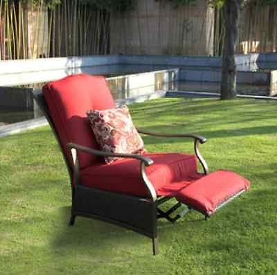 Home Living Patio Outdoor Recliner Sling Chair Seat Lounger Wicker Cushioned Recliner Features a Folding Footrestpillow Includedcan Be Placed Poolsidegarden Backyard
