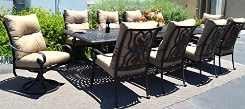 11 Pc Dining Set Cast Aluminum Patio Furniture Outdoor Santa Anita Chairs Extension Dining Table