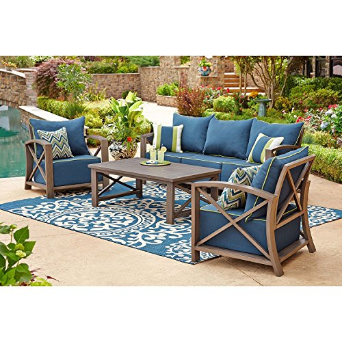 Outdoor Seating Set 4 Piece Rust-free Aluminum Patio Conversation Furniture Indigo