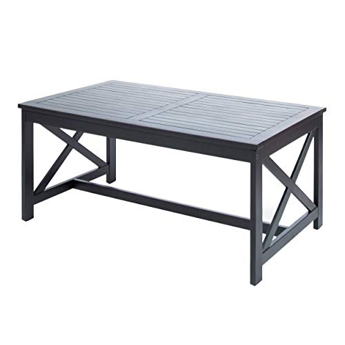 Ismus Outdoor Black Finished Acacia Wood Coffee Table