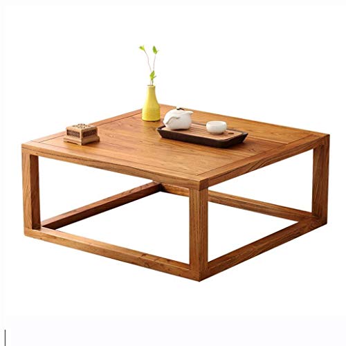 NJYT Side Table Solid Wood Coffee Table Bay Window Low End Table Bedroom Small Square Table Zen Simple Tea Table Size  60x40x25cm