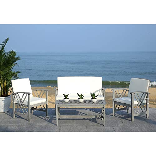 Outdoor Living Grey WashBeige 4-Piece Patio Set Multi Color Modern Contemporary Polyester Steel Wood Coffee Table