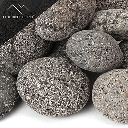 Blue Ridge BrandTM Lava Rock - 25-Pound Tumbled Lava Stones for Fire Pit - 3 BlackGray Lava Pebbles - Fire Glass Substitute - Landscaping Rocks