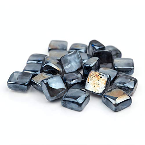 Brightter New Fire Glass for Propane Fire Pit or Gas Fire pit - Firepit Marbles Firepit Pebbles Fire Table Glass Rocks - Glass Fire Pit Rocks - Fire Glass Cubes 10lbs