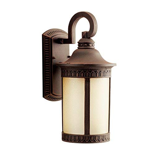 Kichler  10904PR Randolph 1LT 16IN 18W CFL Exterior Wall Lantern Prairie Rock Finish with Umber Etched Seedy Glass