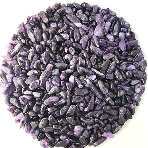 PIVBY Natural Amethyst Tumbled Chips Stone Decorative Sand for Fish Turtle Tank Landscape Bottom Decoration Rocks Glass Ornament for Fantastic Garden or Yard 1 lb About 10-15mm Length