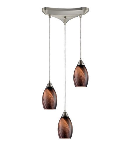 Pendants 3 Light With Satin Nickel Finish Rockslide Glass Medium Base 10 inch 180 Watts - World of Lamp