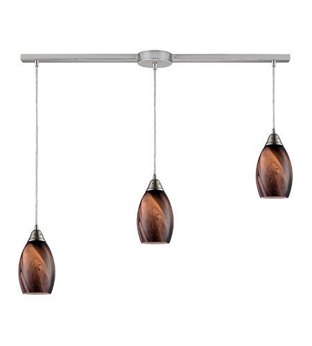 Pendants 3 Light With Satin Nickel Finish Rockslide Glass Medium Base 36 inch 180 Watts - World of Lamp