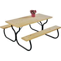 Living Accents Picnic Table Frame Fiesta Charm 28&quot H X 49&quot W X 60&quot L Black