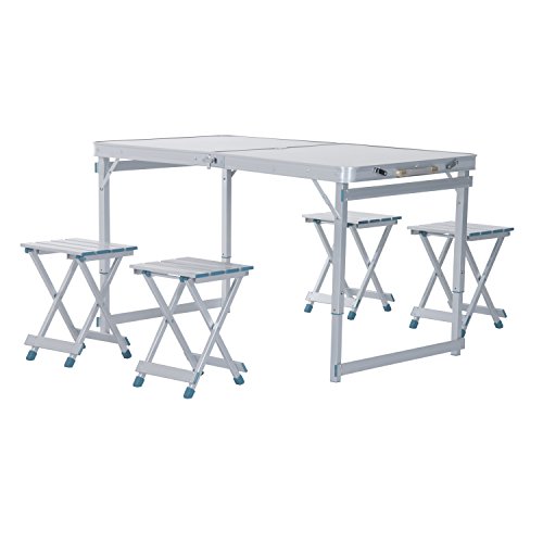 Outsunny 4 Portable Folding Outdoor Picnic Table w 4 Seats - Silver