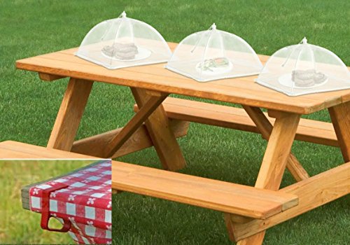 Set of 3 Food Tents 17x17 Inches with 4 Tablecloth Clamps That Will Keep Your Picnic Tablecloth in Place  Great for Camping Picnics and More Outdoor Events Opens and Folds Like an Umbrella