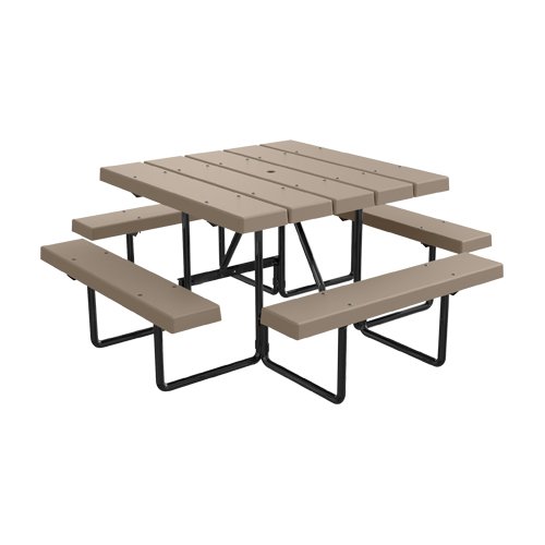 4 Square BarcoBoard Plastic Picnic Table - Desert Tan - Seats 8