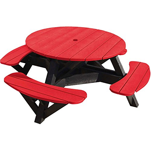 CR Plastic Generations 51 in Round Recycled Plastic Picnic Table - Black Frame
