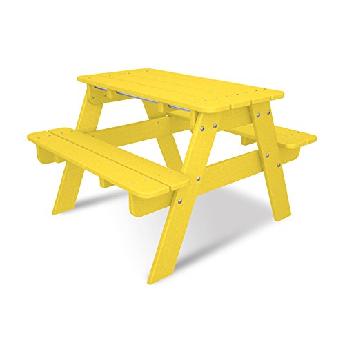 POLYWOOD Outdoor Furniture Kid Picnic Table Lemon-Recycled Plastic Materials