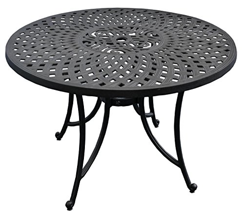 Premium Dining Table Round Outdoor Rustic Tables for Picnic Patio or Pool in Iron 48 Inch Design