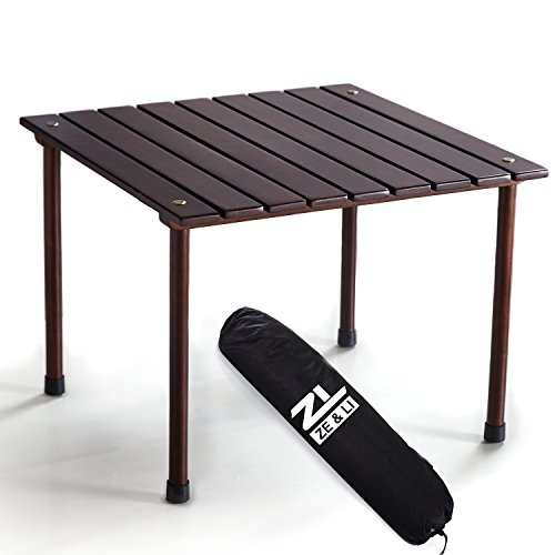 Brown HardWood Portable Picnic Table with Carrying Black Bag One Minute Setup Light Weight Easy To Carry