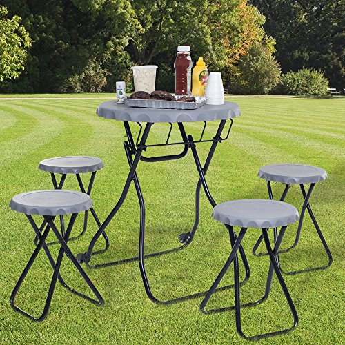 Everyday Home 5-Piece Portable Picnic Table Tailgate Set Pop-Up Table and 4 Chairs