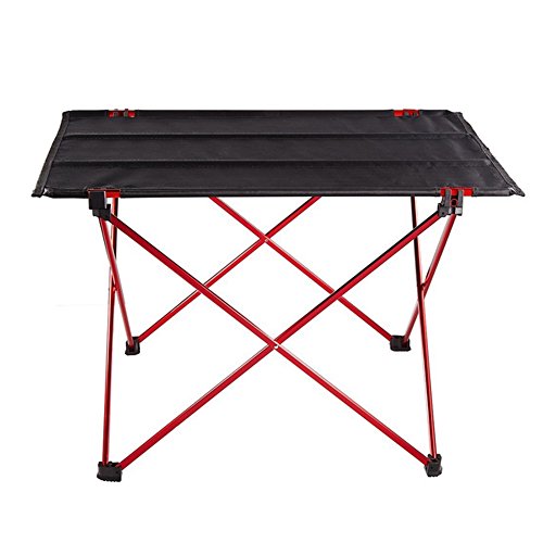 LYNICESHOP - Portable Oxford Fabric Folding Table for Indoor Outdoor Picnic Party Dining Camping with Aluminum Folding Legs Red