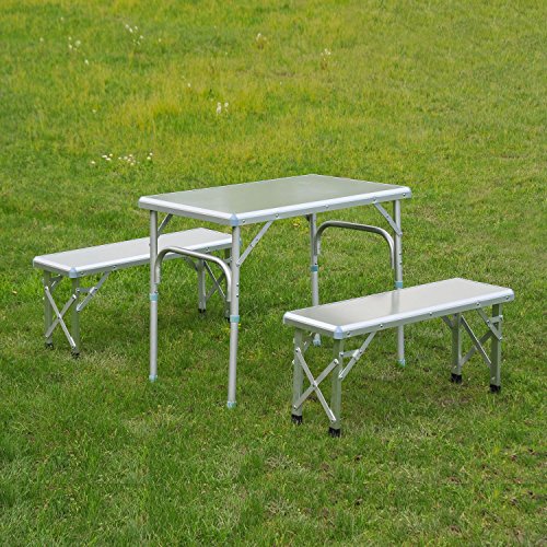 Outsunny 3 Portable Outdoor Picnic Table with Folding Bench Seats