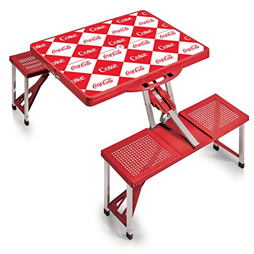 Picnic Time Coca-Cola Portable Picnic Table with Seating for 4 Checkered Print