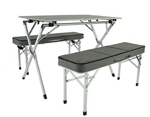 World Outdoor Products SUITCASE STYLE Aluminum Portable Rollup Picnic Table and Benches