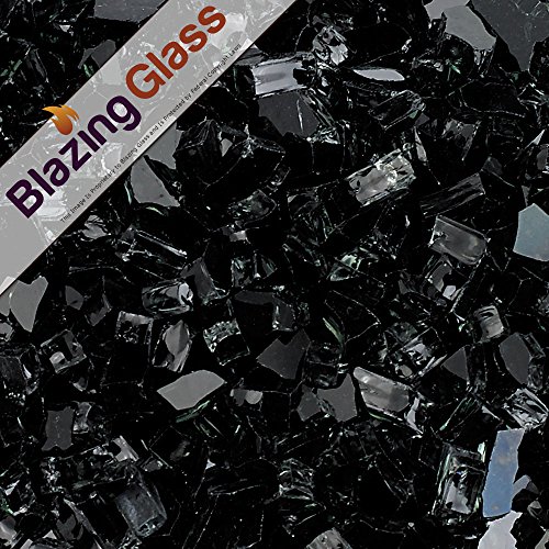 Blazing Fireglass 10-pound Fire Glass With Fireplace Glass And Fire Pit Glass, 1/4-inch, Black