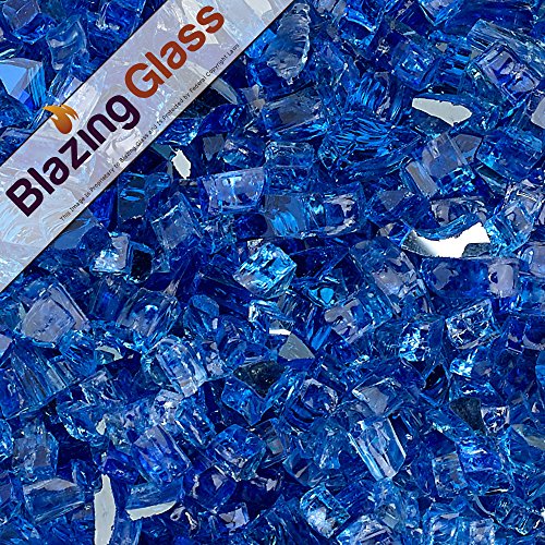 Blazing Fireglass 10-pound Reflective Fire Glass With Fireplace Glass And Fire Pit Glass 14-inch Cobalt Blue