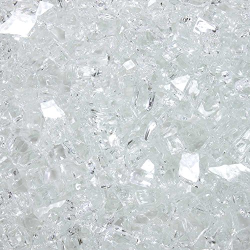 Celestial Fire Glass - Diamond Starlight - 14 Inch Non-Reflective Tempered Fire Glass - 10 Pound Jar with Carrying Handle - Designed for Gas Fire Pits and Fireplaces