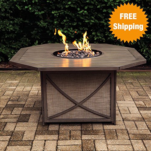 Davenport Kensington Gas Firepit Table - Alumicastamp Rust-free Aluminum Frame - Includes Amber Luster Glass Beads